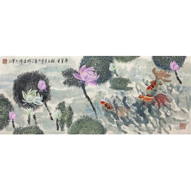 y16298 - 年年有餘 九龍江畔蓮三章 - 畫作系列-國畫-國畫山水